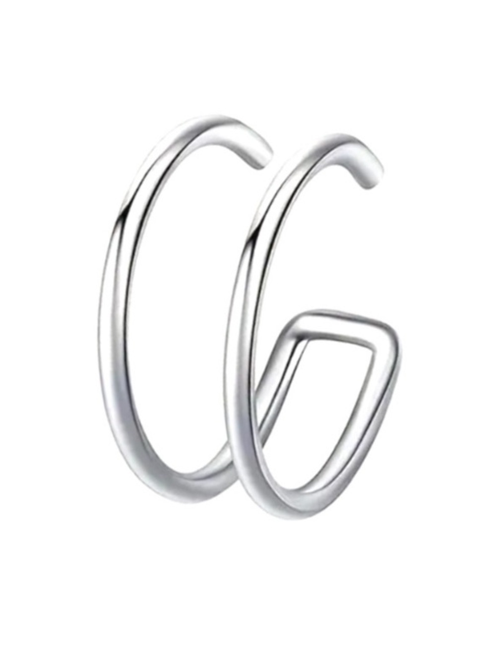 Stainless Steel Double Hoop Clip-On Ear Cuff Nose Lip Cartilage Ring